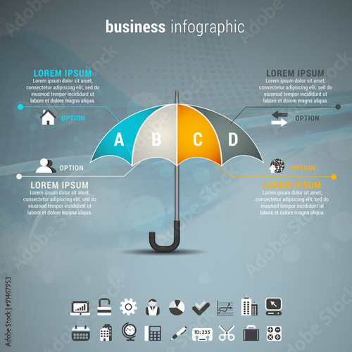 Business infographic made of umbrella.