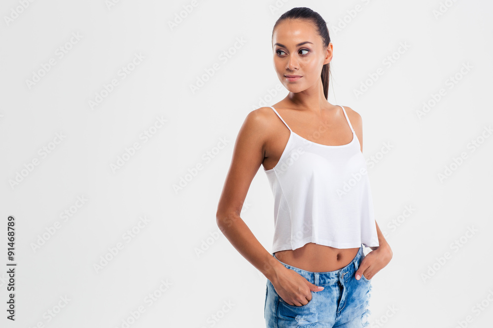 Portrait of a happy beautiful girl looking away Portrait of a happy beautiful girl looking away