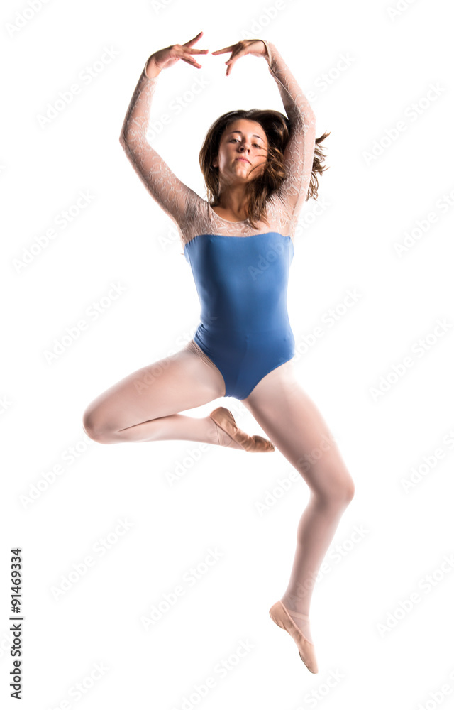 Beautiful girl ballet jumping