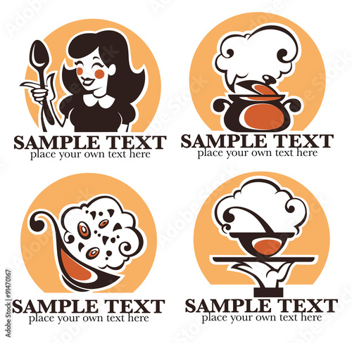 home made food, vector icon, symbols and logo collection