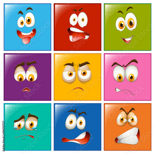 Wallpaper Mural Facial expressions on square badges Torontodigital.ca