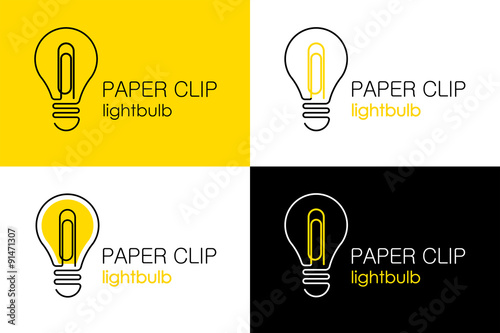 Logo. Paperclip. Light bulb. Сoncept idea. Vector illustration