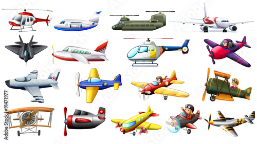 Different kind of aircrafts