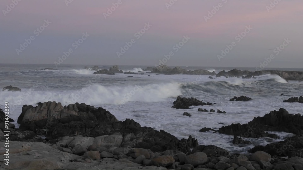 Time lapse of waves breaking on the rocks at Point Pinos at sunrise in Pacific Grove, California. Time lapse of waves breaking on the rocks at Point Pinos at sunrise in Pacific Grove, California.