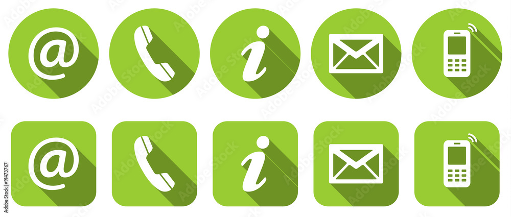 Contact Us - Set of light green flat icons, two variants Contact Us - Set of light green flat icons, two variants
