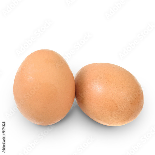 Two eggs isolate on white background