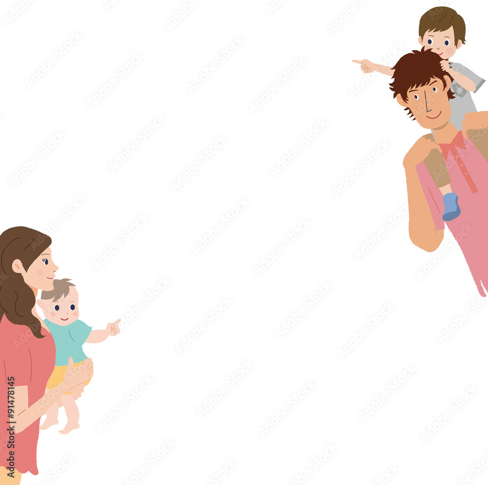 家族 4人 指差し イラスト Stock Vector Adobe Stock