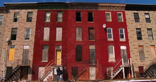 Abandoned buildings in a North Baltimore slum.