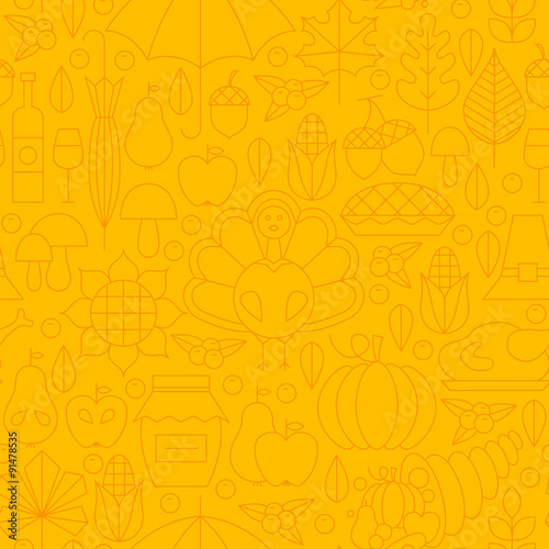 Thin Thanksgiving Dinner Line Holiday Seamless Yellow Pattern