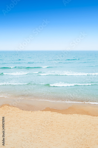 Sandy beach, sea and sky