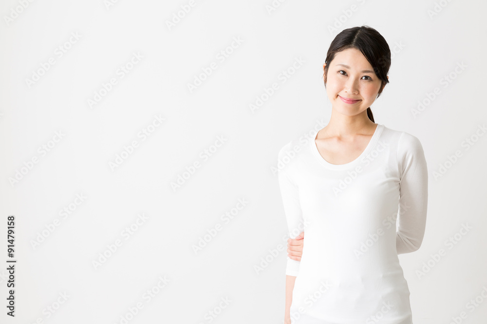 portrait of attractive asian woman on white background portrait of attractive asian woman on white background