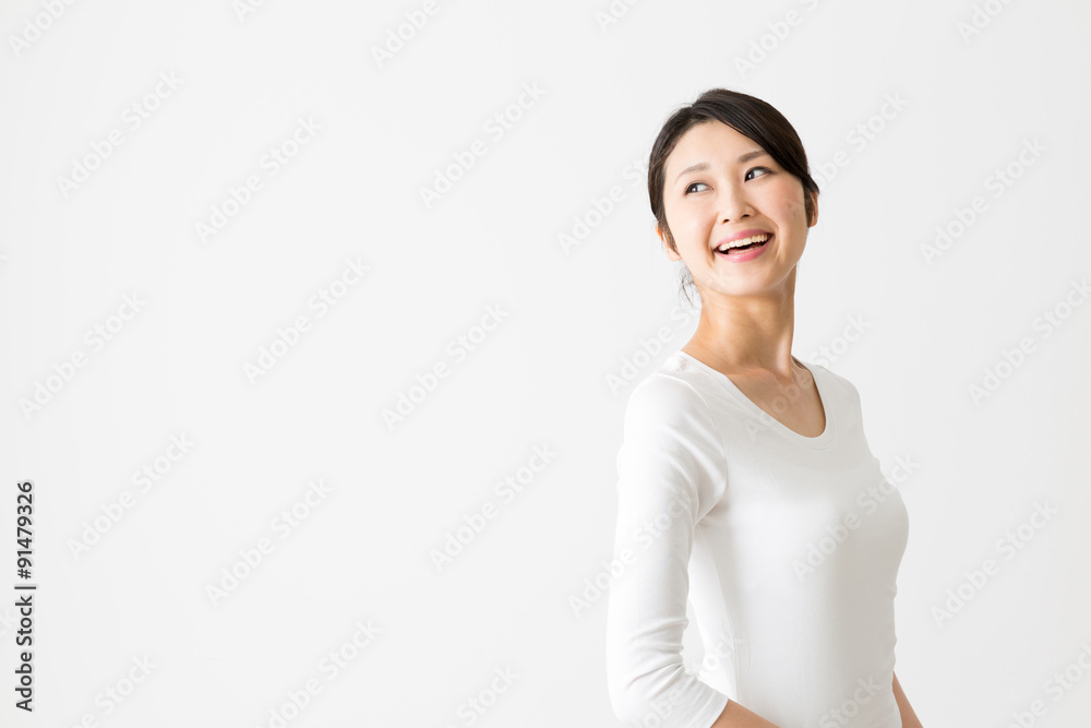 portrait of attractive asian woman on white background portrait of attractive asian woman on white background