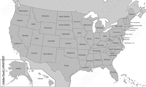 USA - Karte in Grau (mit Alaska)