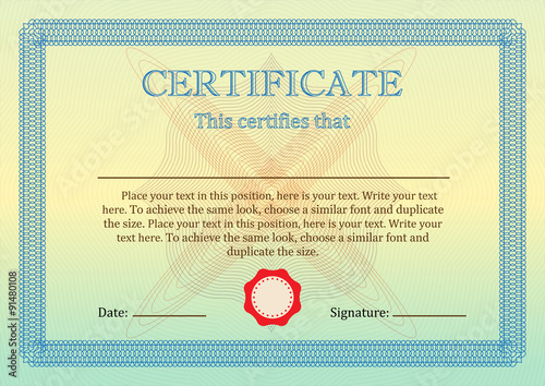 Certificate or Diploma of completion template. Vector.