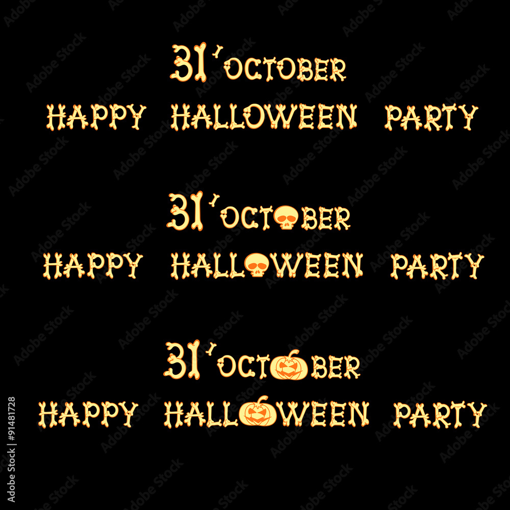 SET vector halloween  logotype title in different colors