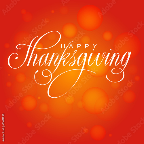 Happy Thanksgiving Day. Vector Illustration with Hand Lettered Text  with red background.