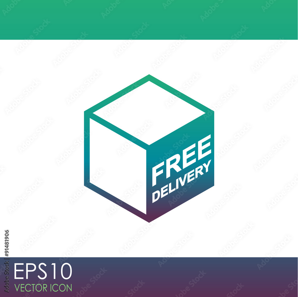 Free shipping vector icon. Free delivery sign on package box. Free shipping vector icon. Free delivery sign on package box.