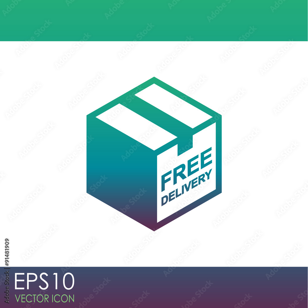 Free shipping vector icon. Free delivery sign on package box. Free shipping vector icon. Free delivery sign on package box.