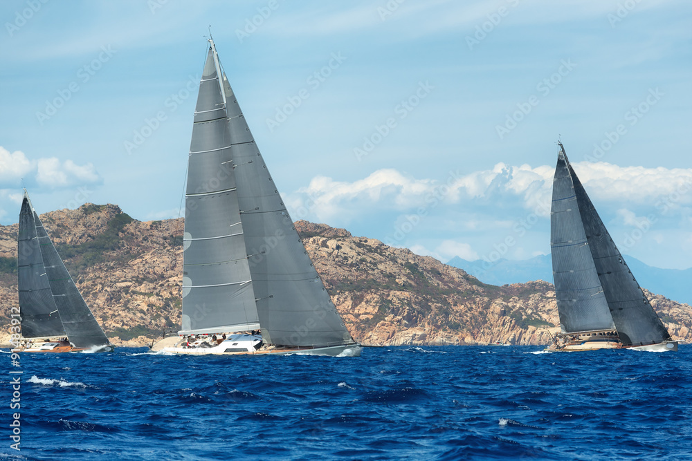 Fototapeta premium group yacht sailing in regatta