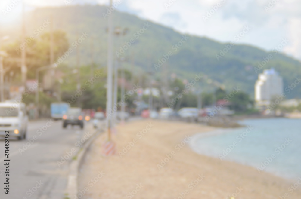 Obraz premium Blurred beach road abstract background.