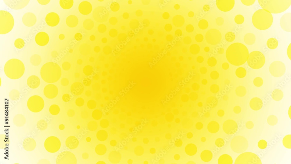 Rotating bright yellow background with circles summer sun endless loop