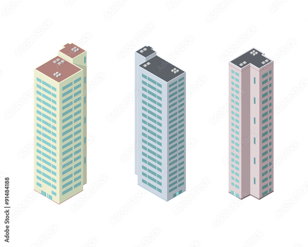 Isometric Tower Blocks - A vector icon illustration of apartments and flats. Isometric Tower Blocks - A vector icon illustration of apartments and flats.