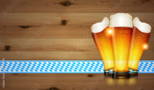 Oktoberfest background (Beer and boards)