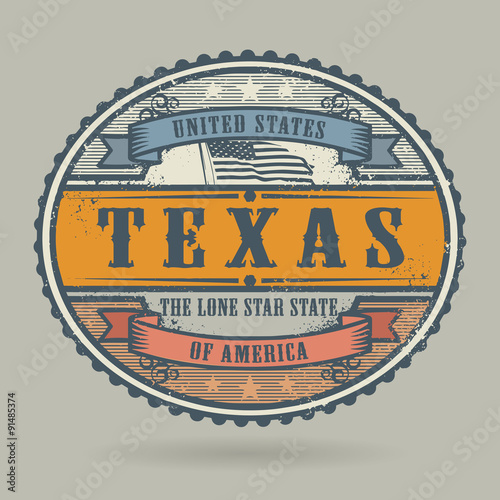 Vintage stamp with the text United States of America, Texas