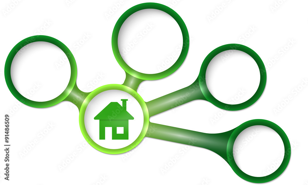 Vector circular text boxes for your text and home symbol Vector circular text boxes for your text and home symbol