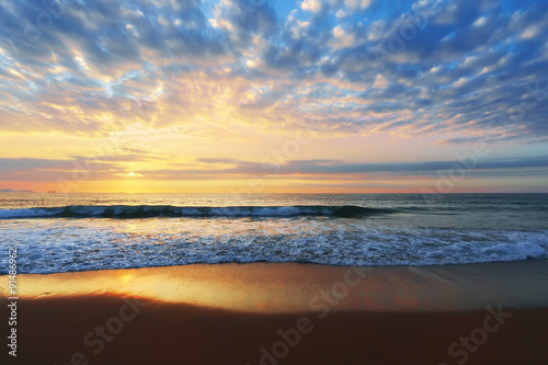 beach shore at sunset