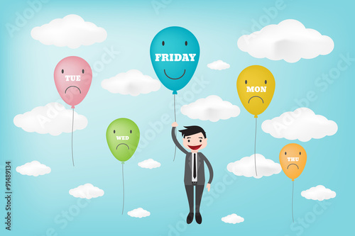 TGIF happy friday displayed in ballon concept (vector style eps1