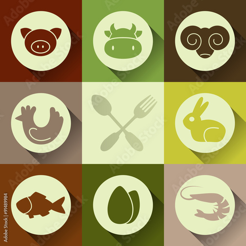 Set of retro food icons