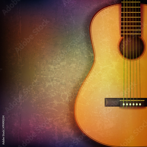 abstract grunge background with acoustic guitar