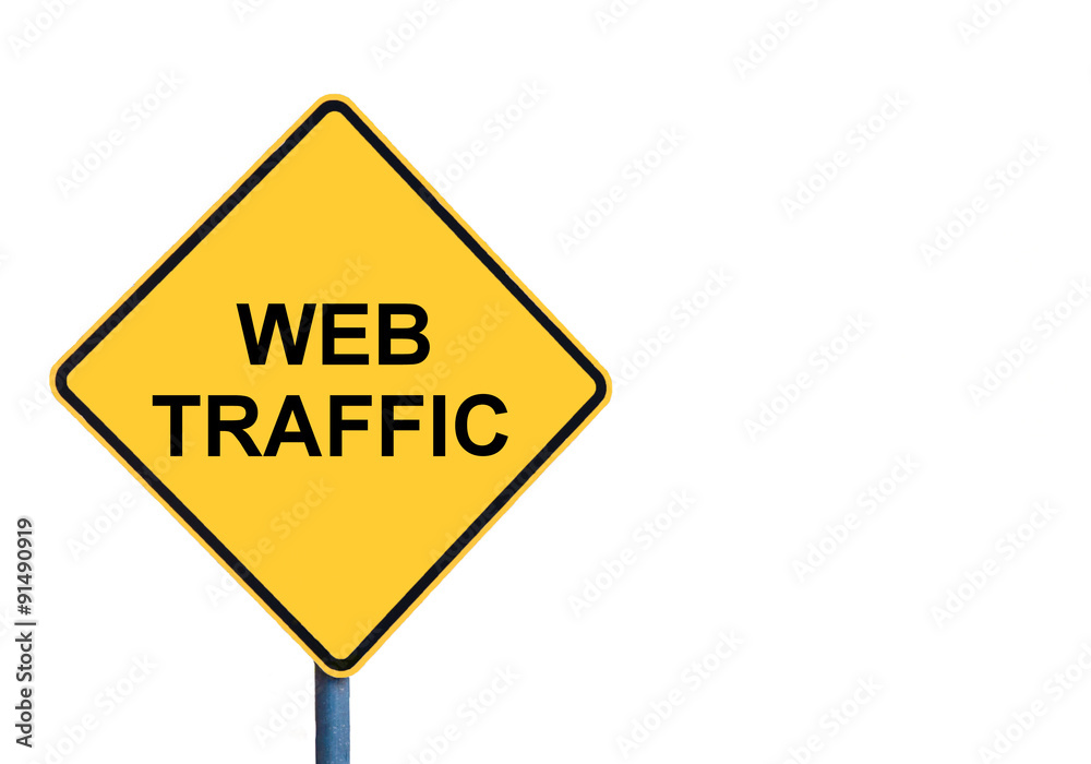 Yellow roadsign with WEB TRAFFIC message