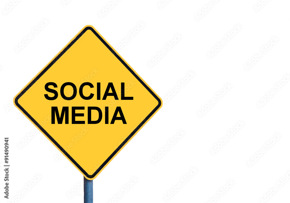 Yellow roadsign with SOCIAL MEDIA message Yellow roadsign with SOCIAL MEDIA message
