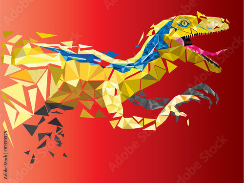 Dinosaur Velociraptor in geometric pattern style. vector eps 10