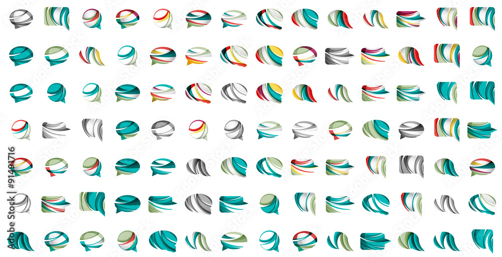 Large set of abstract speech bubble and cloud icons, business Large set of abstract speech bubble and cloud icons, business