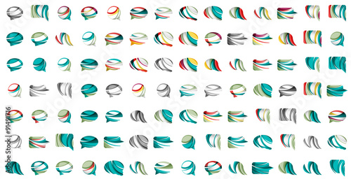 Large set of abstract speech bubble and cloud icons, business