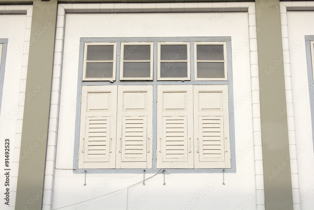 Fototapeta premium Old wooden window at old town ; Songkhla province Thailand