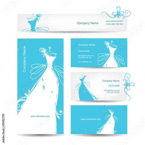 Business cards with wedding dress for your design