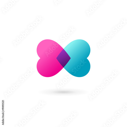 Heart symbol butterfly logo icon design template. May be used in