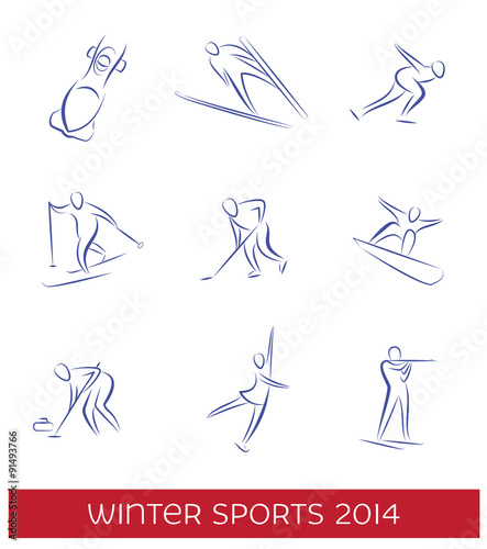 Winter sports icon set