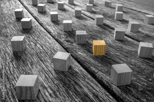 Obraz na plátně Brown and Gray Wooden Blocks on the Table