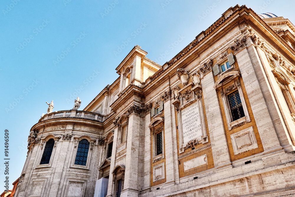 Detail of facade of church of Santa Maria Maggiore in Rome