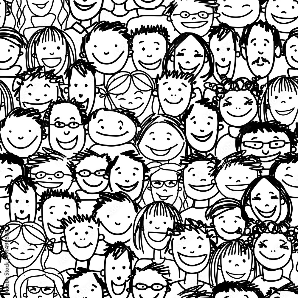 Seamless pattern with people crowd for your design Seamless pattern with people crowd for your design