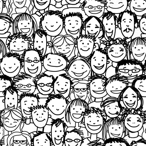 Seamless pattern with people crowd for your design