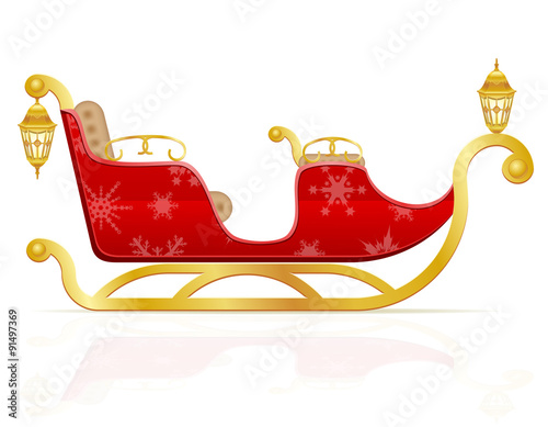 red christmas sleigh of santa claus vector illustration