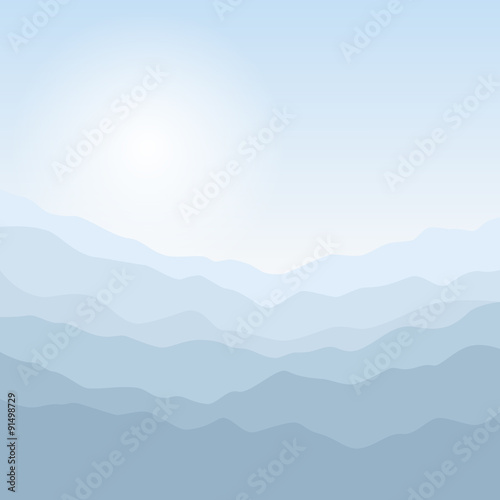 Silhouette of the Mountains  at Sunrise
