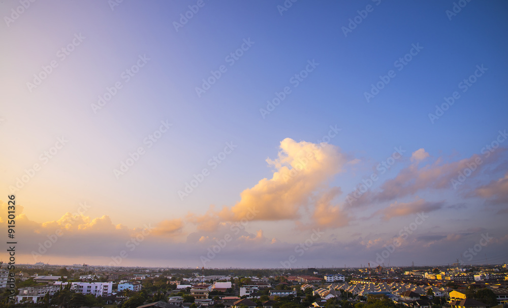 sunset cityscape in bangkok thailand