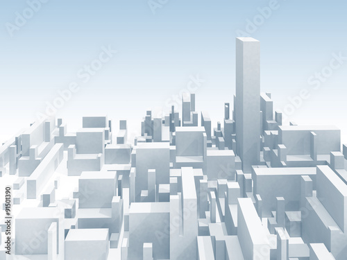 Abstract white 3d cityscape skyline illustration